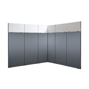 FlexiSlot® Slatwall Exhibition Stand "Style Black" 2850 x 2800 mm Corner Stand