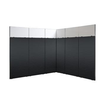 FlexiSlot® Slatwall Exhibition Stand "Style Black" 2850 x 2800 mm Corner Stand