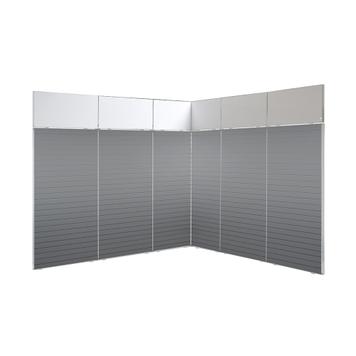 FlexiSlot-® Slatwall Exhibition Stand "Style" - 2850 x 2800 mm Corner Stand