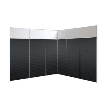 FlexiSlot-® Slatwall Exhibition Stand "Style" - 2850 x 2800 mm Corner Stand