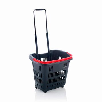 Roller Basket on Wheels with Telescopic Handle - 34 Litres