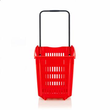 Grocery Basket on Wheels with Antibacterial Handle - 52 litres
