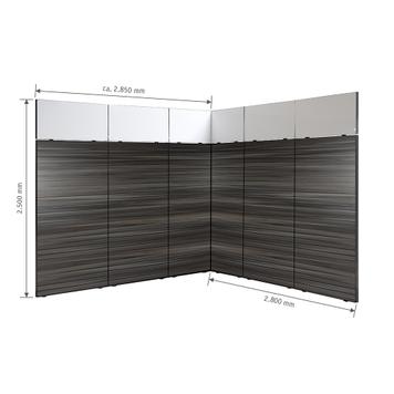 FlexiSlot® Slatwall Exhibition Stand "Style Black" 2850 x 2800 mm Corner Stand