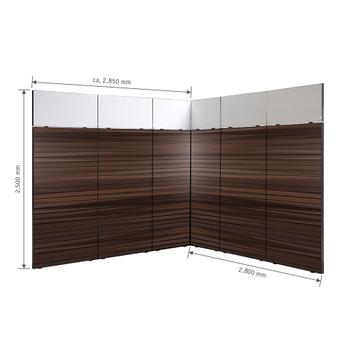 FlexiSlot® Slatwall Exhibition Stand "Style Black" 2850 x 2800 mm Corner Stand