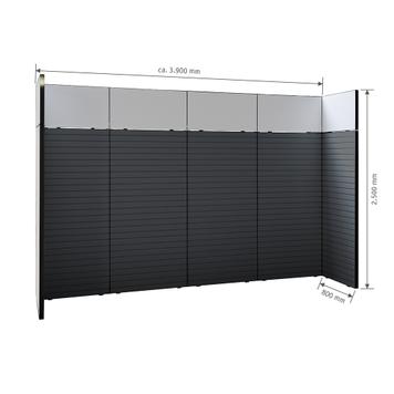 FlexiSlot-® Slatwall Exhibition Stand "Style Black" - 3900 x 800 mm Headstand