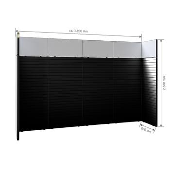 FlexiSlot-® Slatwall Exhibition Stand "Style Black" - 3900 x 800 mm Headstand