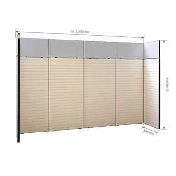 FlexiSlot-® Slatwall Exhibition Stand "Style Black" - 3900 x 800 mm Headstand